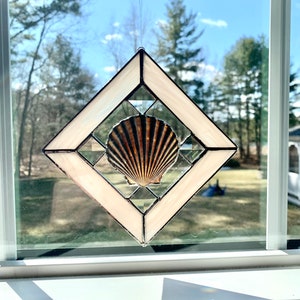 Cape Cod Stained glass and Bevel Seashell Suncatcher Window Decoration Sea Shell Sun Catcher