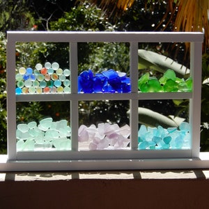 Dreamcatcher Stand Up Sea and Beach Glass Display Window with Dividers
