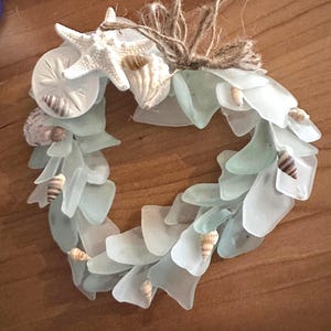 Sea Glass Heart Wall Hanging: Coastal Shell Suncatcher, Nautical Ornament