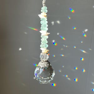Sea Glass Window Suncatcher with Seashells & Starfish - Ocean Energy Window Rainbow Maker