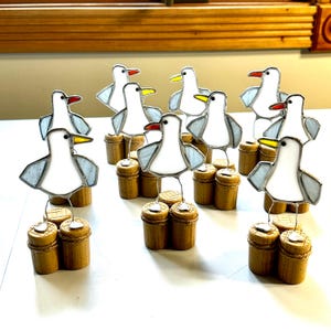 Stained Glass Seagull freestanding Suncatcher: Nautical Decor, Bird Lover Gift, sea birds