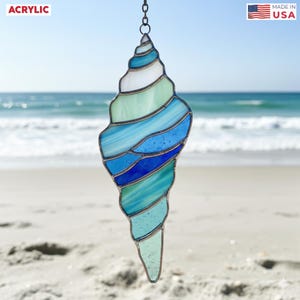 Custom Seashell Spiral Acrylic Suncatcher, Coastal Beach Window Hanging, Boho Celestial Decor, Nature Inspired Art,Ocean Inspired Home Decor